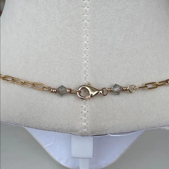 12KGF Natural Green Jadeite Bead Necklace - Picture 3 of 3